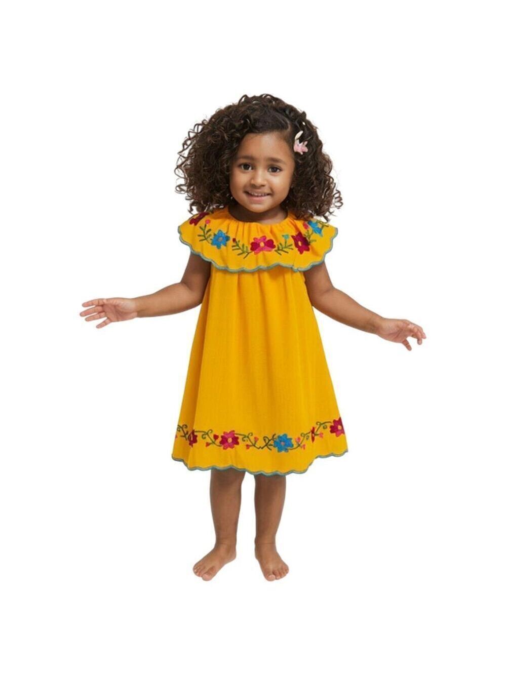 Orange Embroidered Mexican Dress Size 18-24 Months